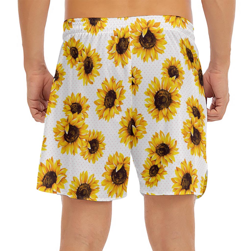 Sunflower Polka Dot Pattern Print Men's Split Running Shorts