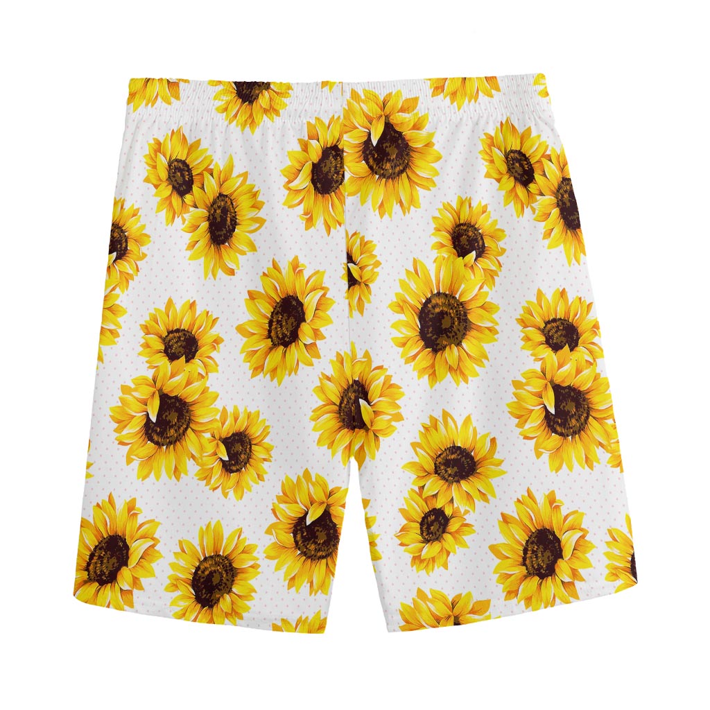 Sunflower Polka Dot Pattern Print Men's Sports Shorts
