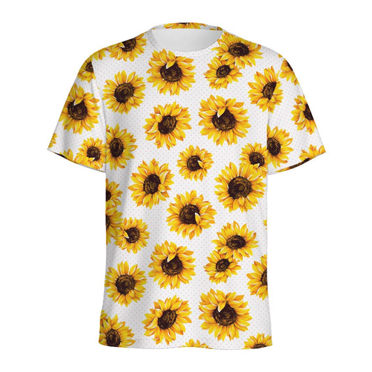 Sunflower Polka Dot Pattern Print Men's Sports T-Shirt
