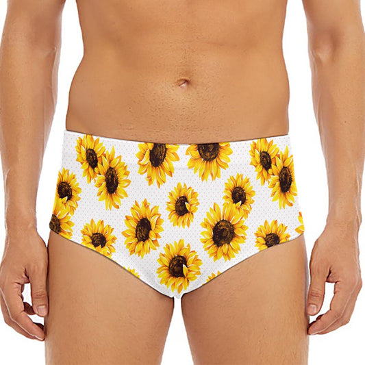 Sunflower Polka Dot Pattern Print Men's Triangle Swim Briefs
