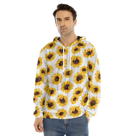 Sunflower Polka Dot Pattern Print Men's Velvet Pullover Hoodie