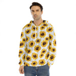 Sunflower Polka Dot Pattern Print Men's Velvet Pullover Hoodie