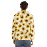 Sunflower Polka Dot Pattern Print Men's Velvet Pullover Hoodie