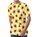 Sunflower Polka Dot Pattern Print Men's Velvet T-Shirt