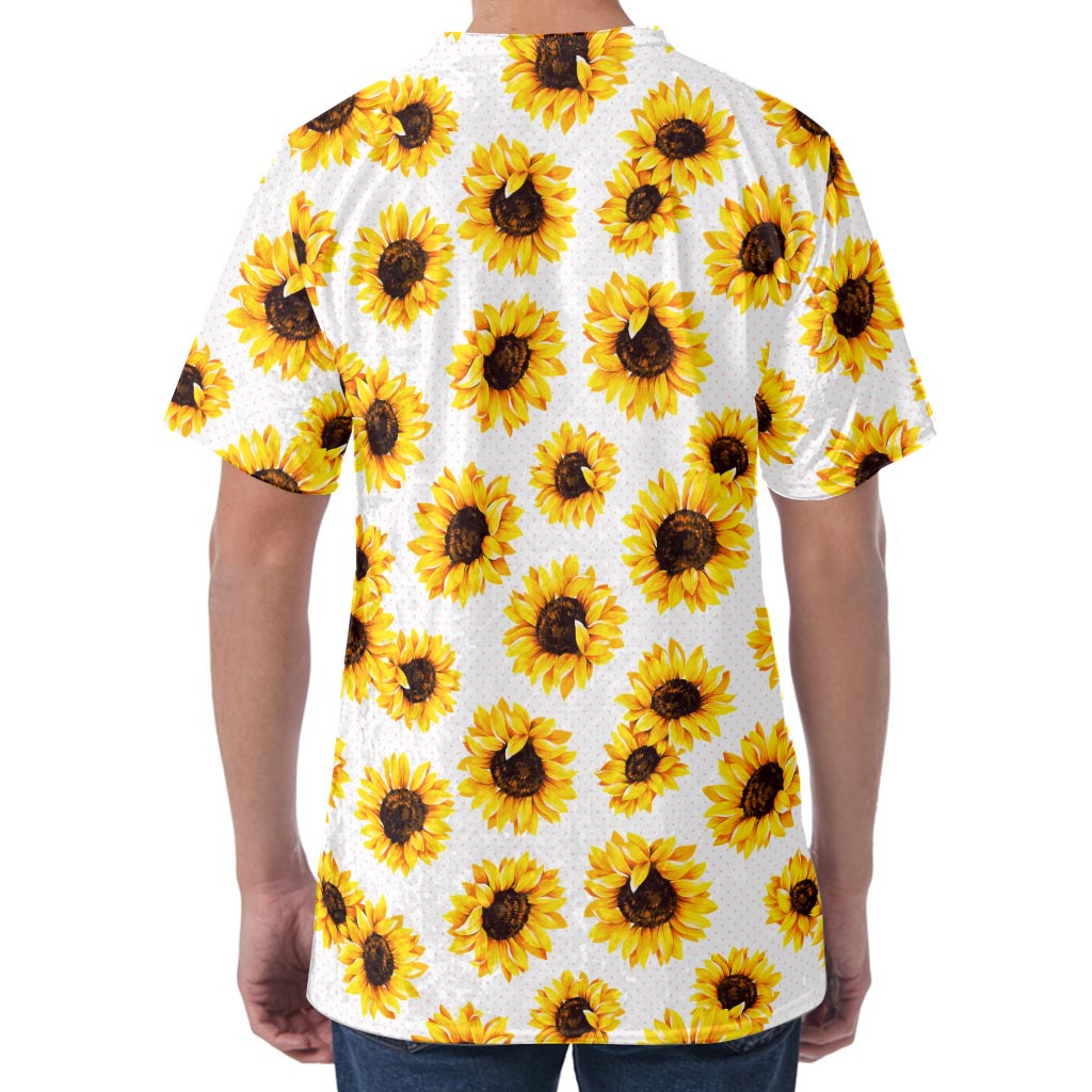Sunflower Polka Dot Pattern Print Men's Velvet T-Shirt