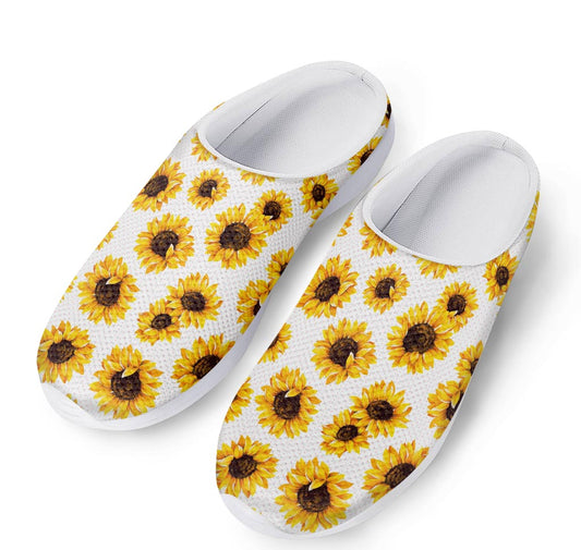 Sunflower Polka Dot Pattern Print Mesh Casual Shoes