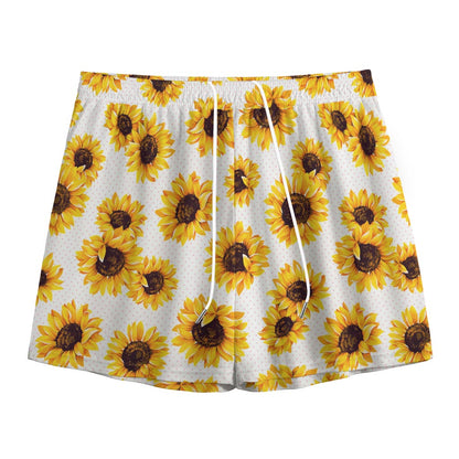 Sunflower Polka Dot Pattern Print Mesh Shorts