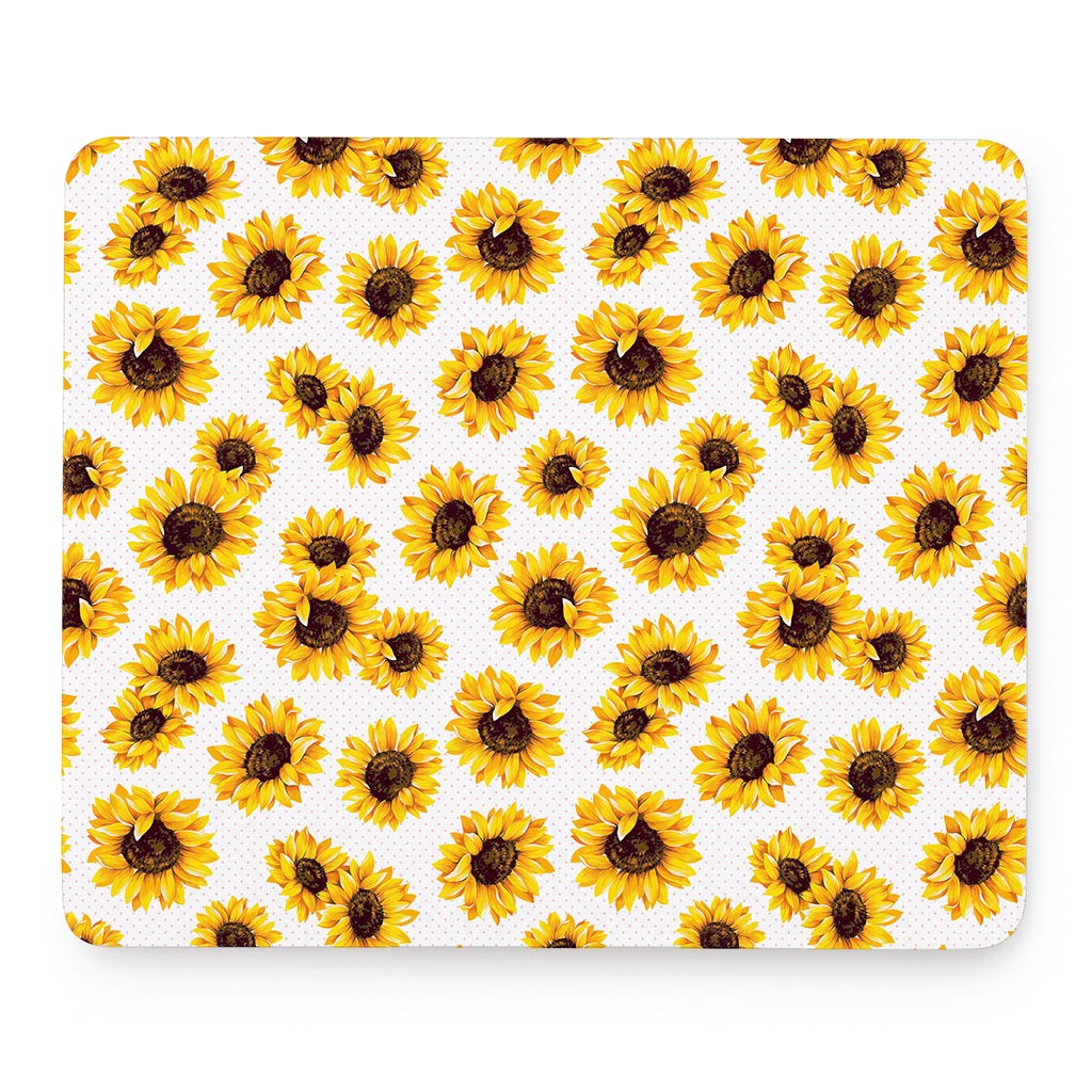 Sunflower Polka Dot Pattern Print Mouse Pad