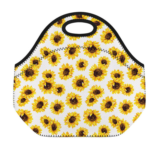 Sunflower Polka Dot Pattern Print Neoprene Lunch Bag