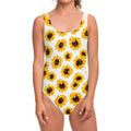Sunflower Polka Dot Pattern Print One Piece Swimsuit