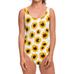 Sunflower Polka Dot Pattern Print One Piece Swimsuit