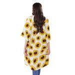 Sunflower Polka Dot Pattern Print Open Front Beach Cover Up