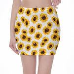 Sunflower Polka Dot Pattern Print Pencil Mini Skirt