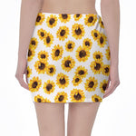 Sunflower Polka Dot Pattern Print Pencil Mini Skirt