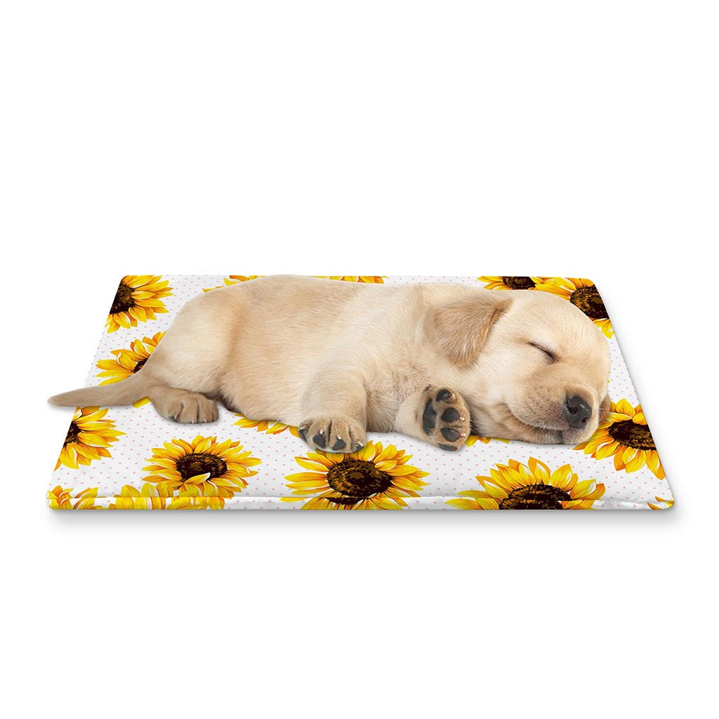 Sunflower Polka Dot Pattern Print Pet Cooling Mat Cover