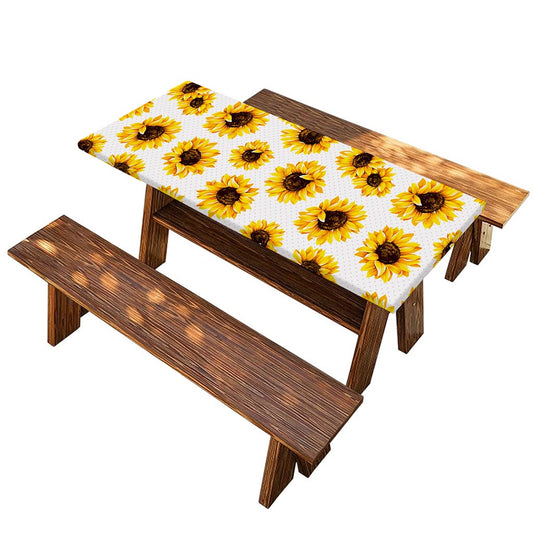 Sunflower Polka Dot Pattern Print Picnic Table Cover