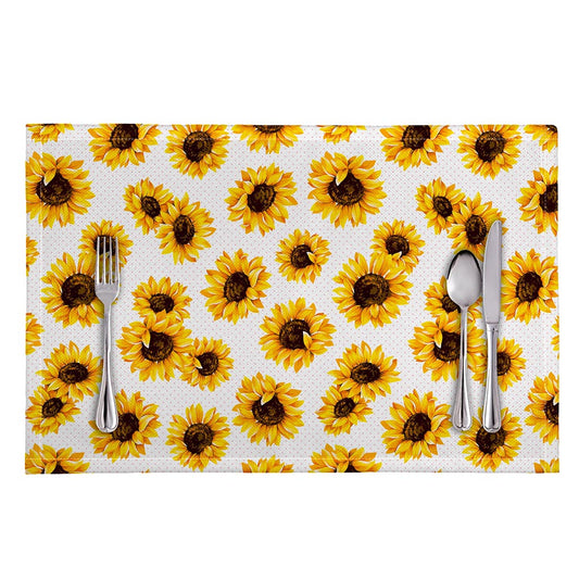 Sunflower Polka Dot Pattern Print Placemat