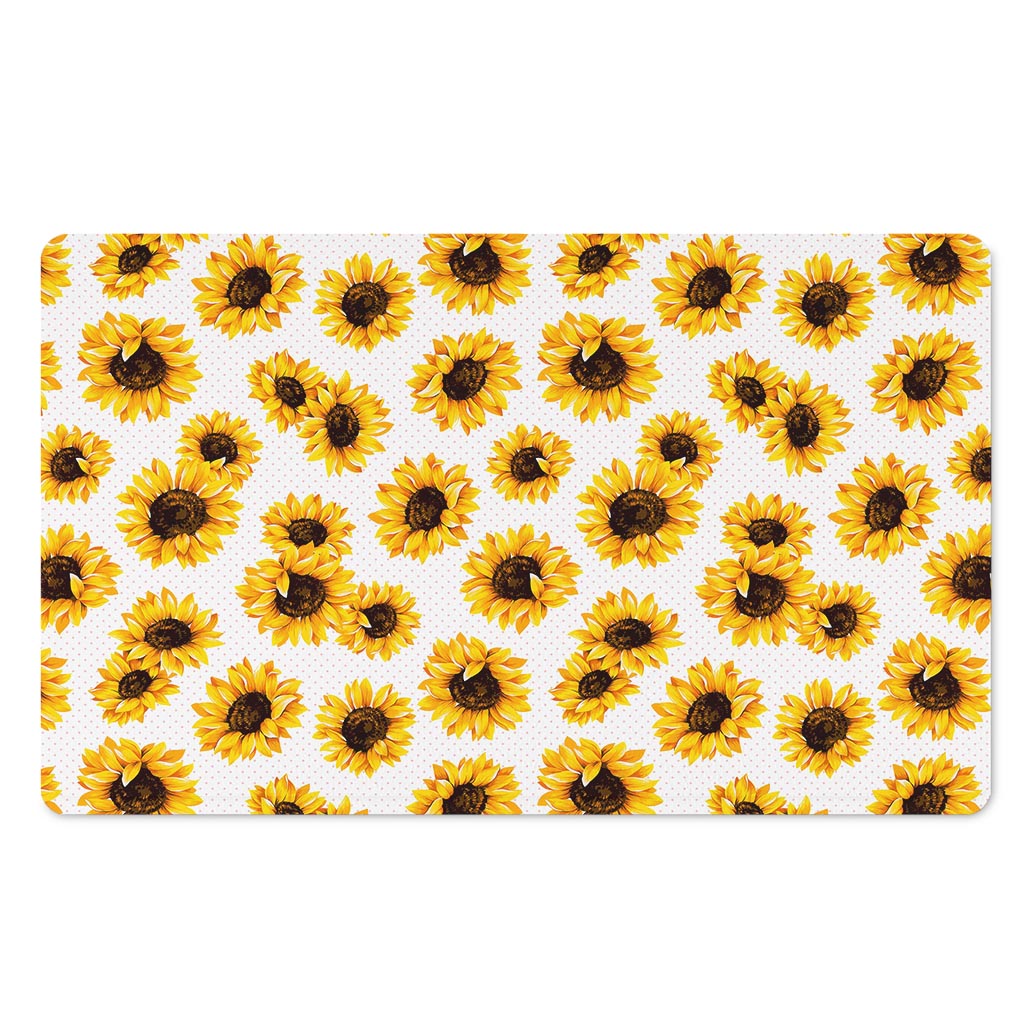 Sunflower Polka Dot Pattern Print Polyester Doormat