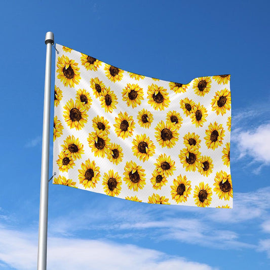 Sunflower Polka Dot Pattern Print Polyester Flag