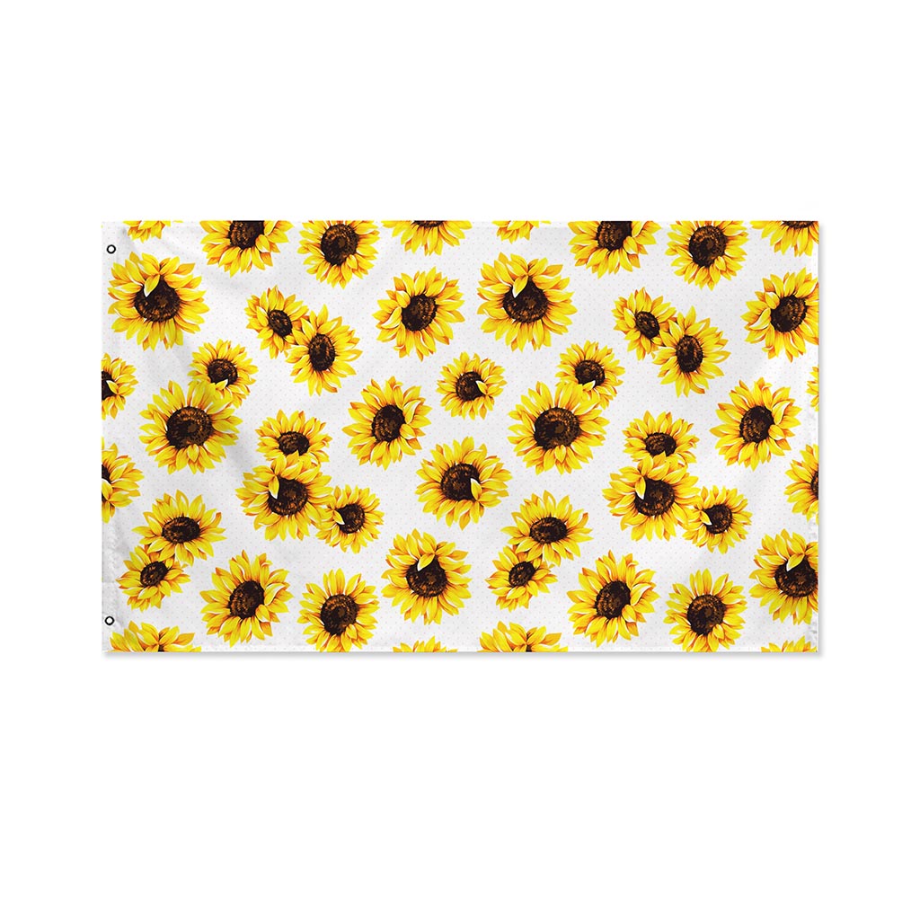 Sunflower Polka Dot Pattern Print Polyester Flag