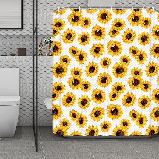 Sunflower Polka Dot Pattern Print Polyester Shower Curtain