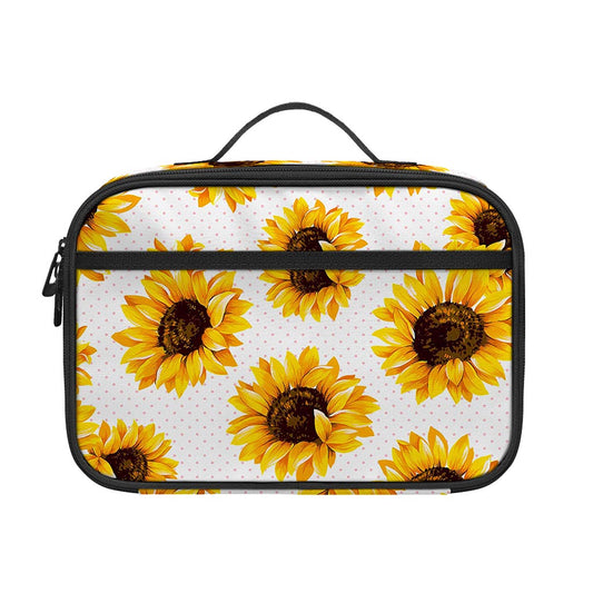 Sunflower Polka Dot Pattern Print Portable Lunch Bag