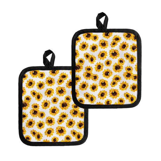 Sunflower Polka Dot Pattern Print Pot Holders