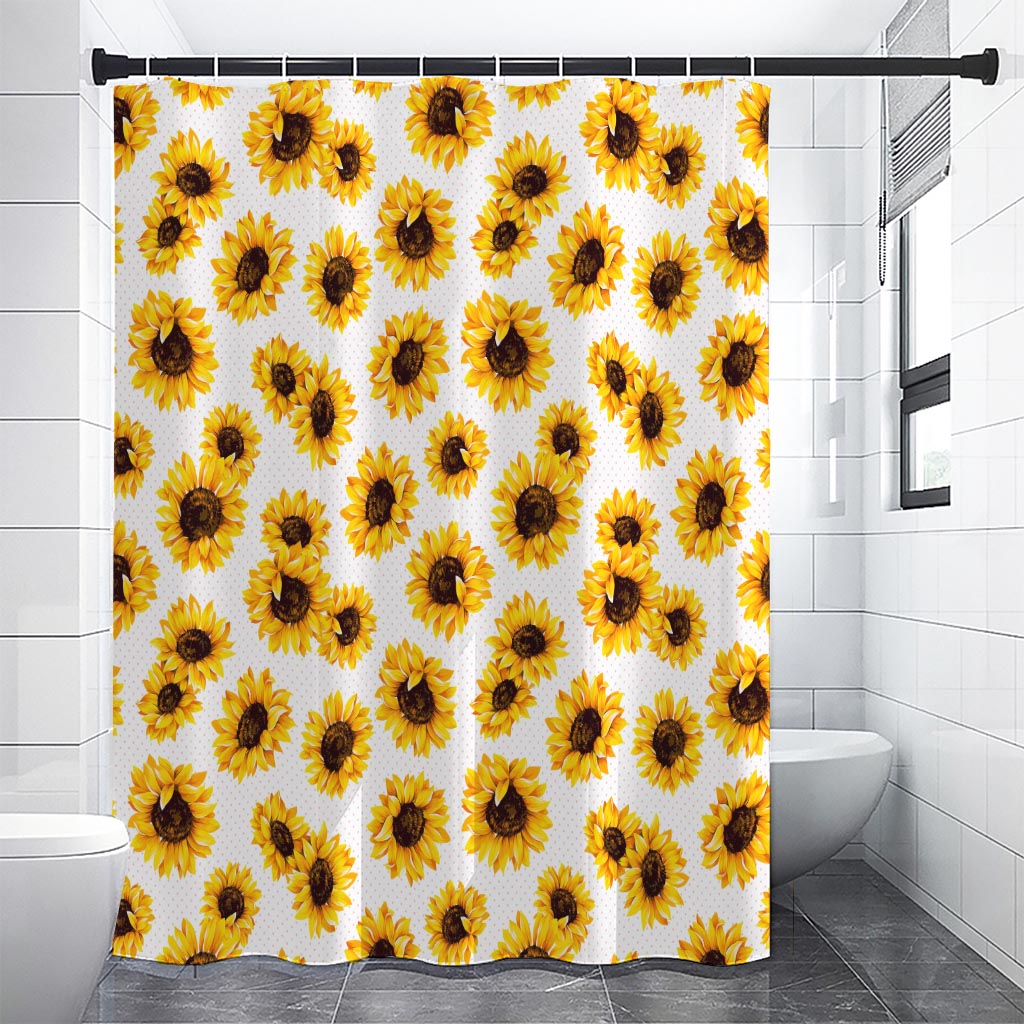 Sunflower Polka Dot Pattern Print Premium Shower Curtain