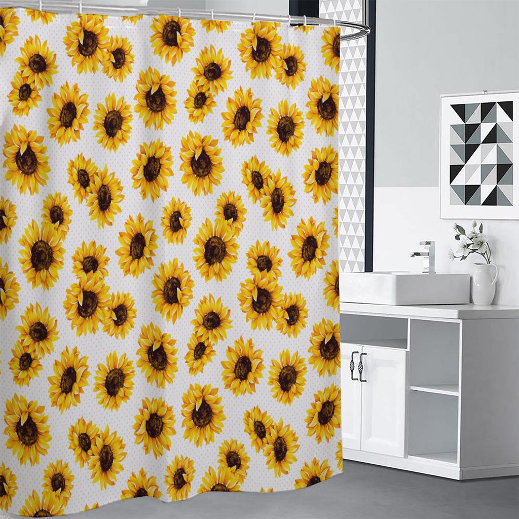 Sunflower Polka Dot Pattern Print Premium Shower Curtain