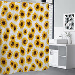 Sunflower Polka Dot Pattern Print Premium Shower Curtain