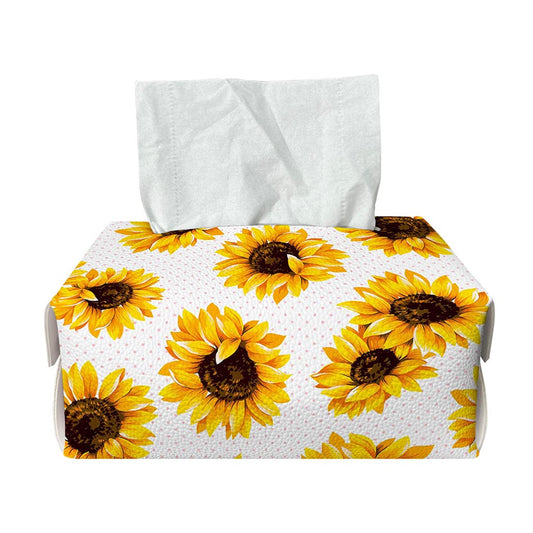 Sunflower Polka Dot Pattern Print Rectangle Tissue Box Cover