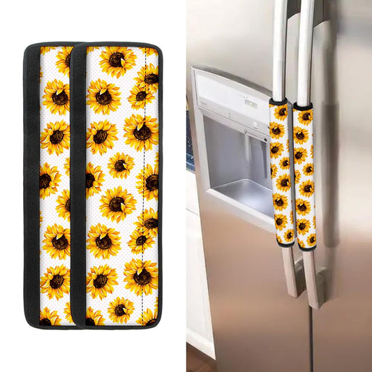 Sunflower Polka Dot Pattern Print Refrigerator Handle Covers