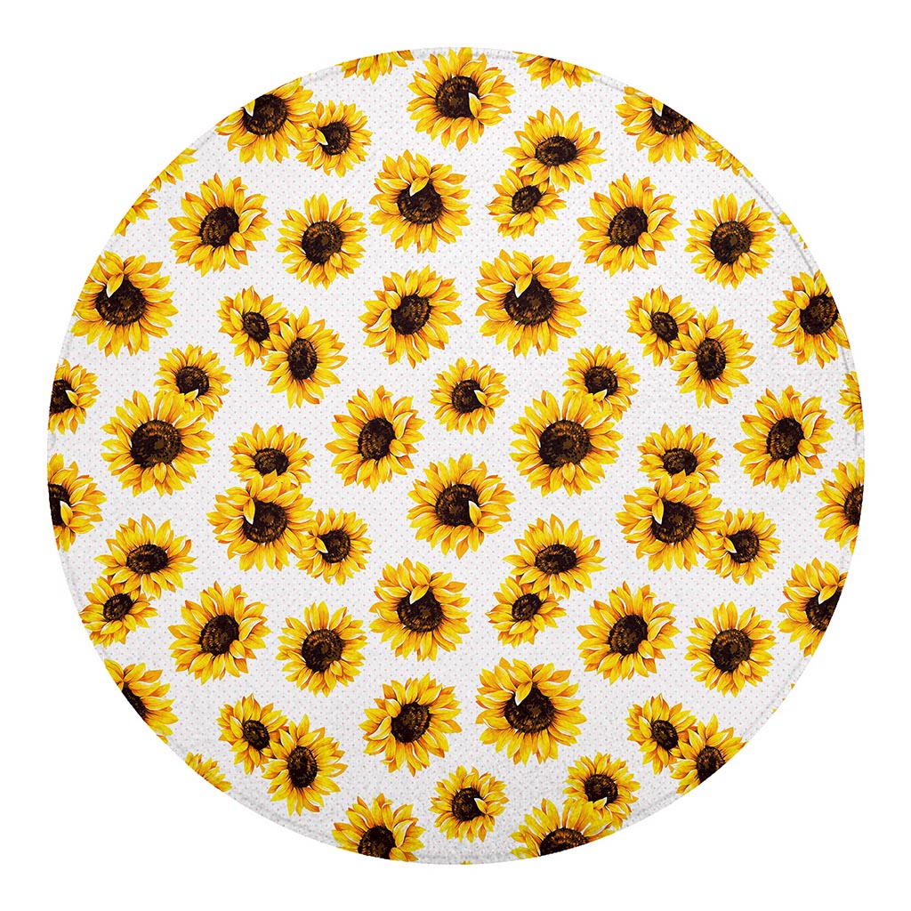 Sunflower Polka Dot Pattern Print Round Blanket