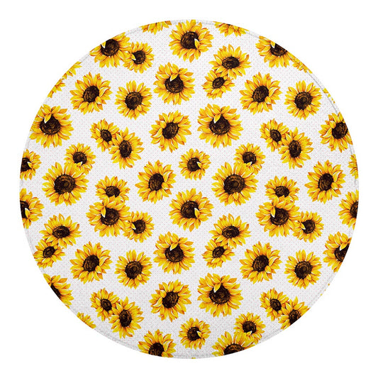Sunflower Polka Dot Pattern Print Round Blanket