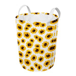 Sunflower Polka Dot Pattern Print Round Laundry Basket