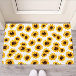 Sunflower Polka Dot Pattern Print Rubber Doormat
