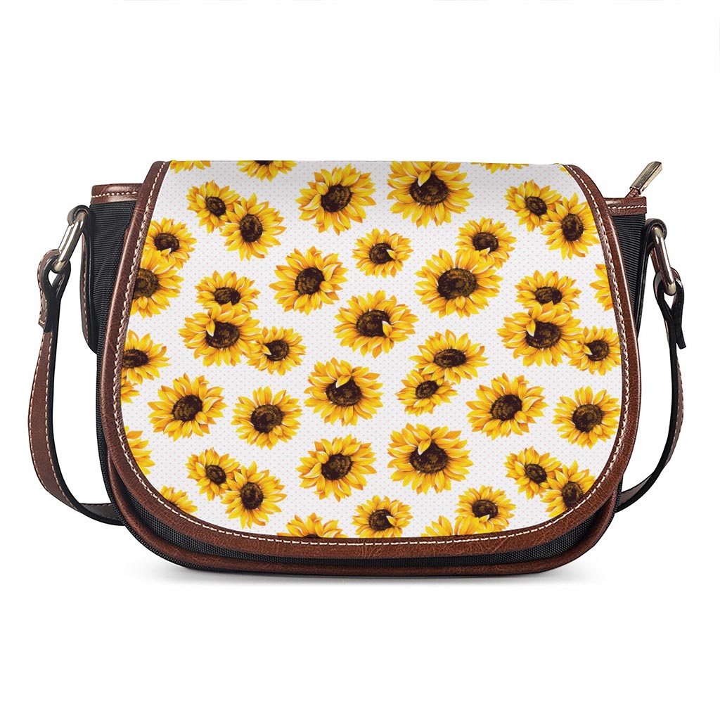 Sunflower Polka Dot Pattern Print Saddle Bag