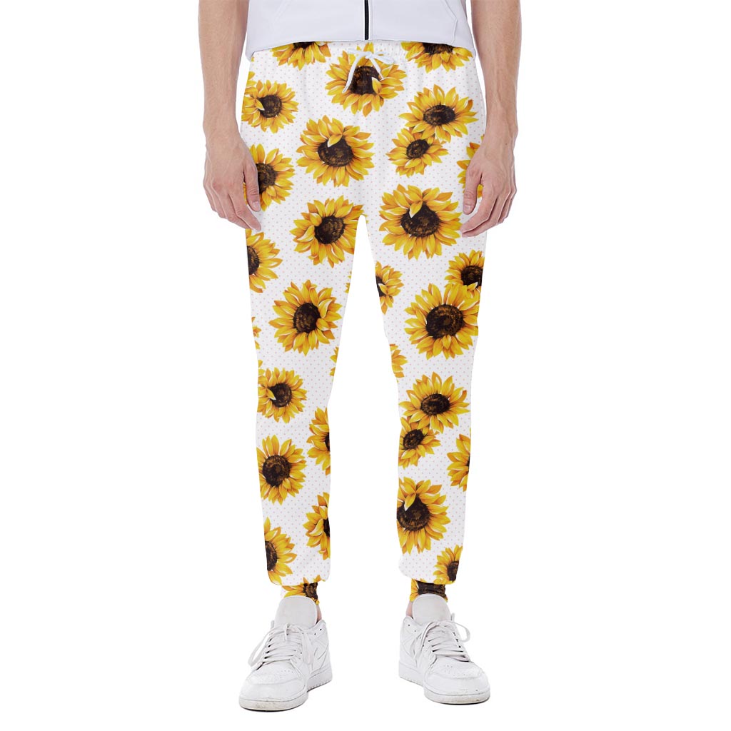 Sunflower Polka Dot Pattern Print Scuba Joggers