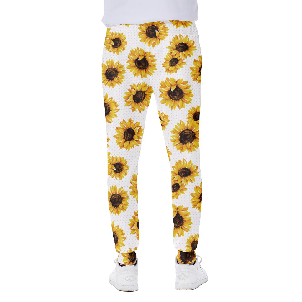 Sunflower Polka Dot Pattern Print Scuba Joggers