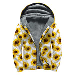 Sunflower Polka Dot Pattern Print Sherpa Lined Zip Up Hoodie