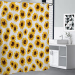 Sunflower Polka Dot Pattern Print Shower Curtain