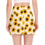 Sunflower Polka Dot Pattern Print Side Slit Mini Skirt
