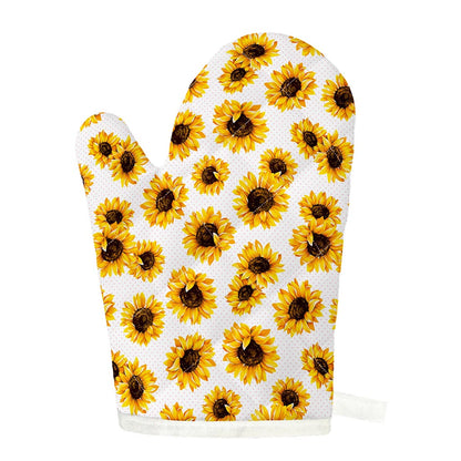Sunflower Polka Dot Pattern Print Single Oven Mitt