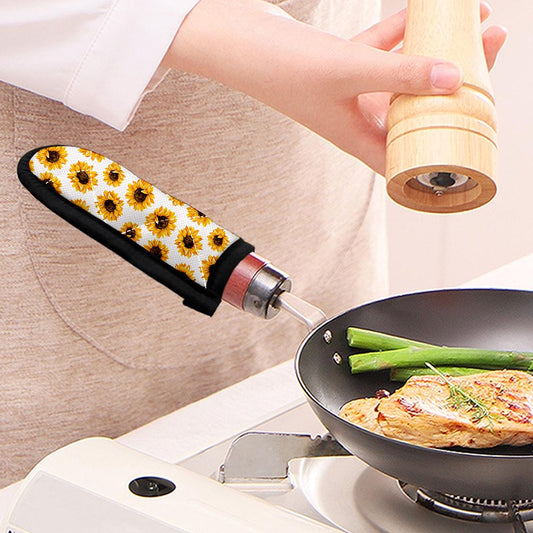 Sunflower Polka Dot Pattern Print Skillet Handle Cover