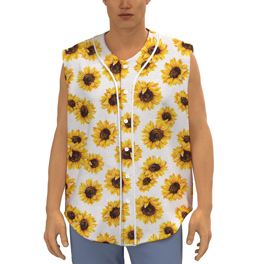 Sunflower Polka Dot Pattern Print Sleeveless Baseball Jersey