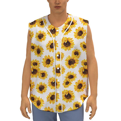 Sunflower Polka Dot Pattern Print Sleeveless Baseball Jersey