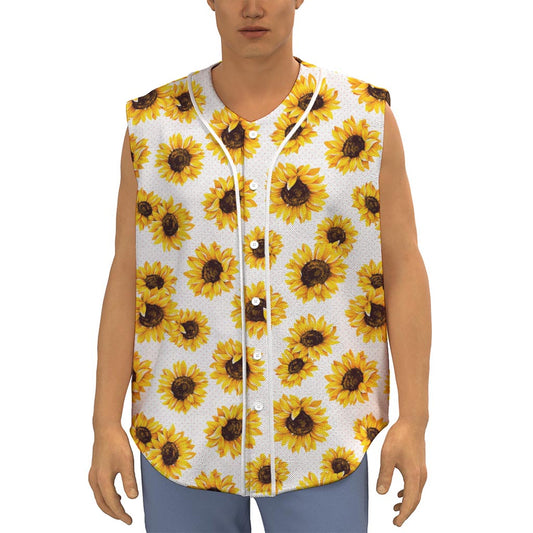 Sunflower Polka Dot Pattern Print Sleeveless Baseball Jersey