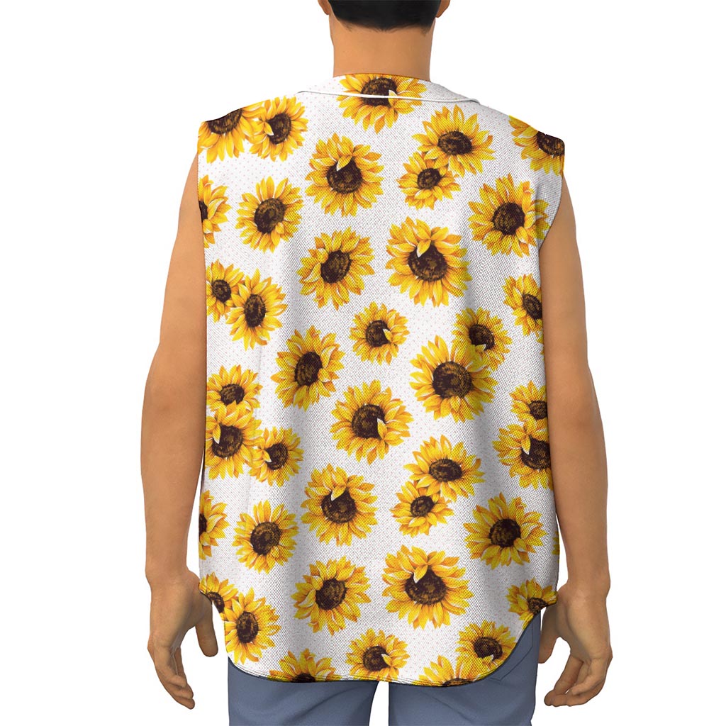 Sunflower Polka Dot Pattern Print Sleeveless Baseball Jersey