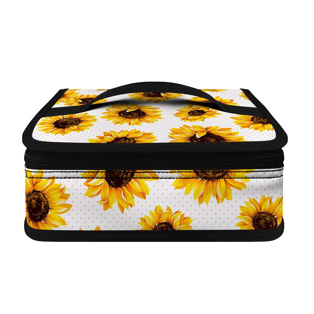 Sunflower Polka Dot Pattern Print Small Lunch Bag