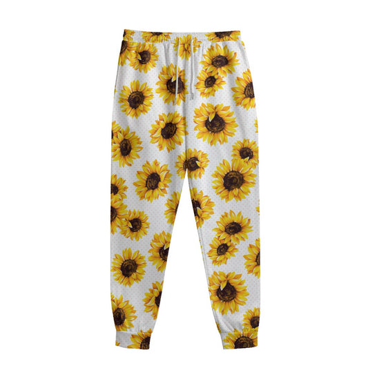 Sunflower Polka Dot Pattern Print Sweatpants